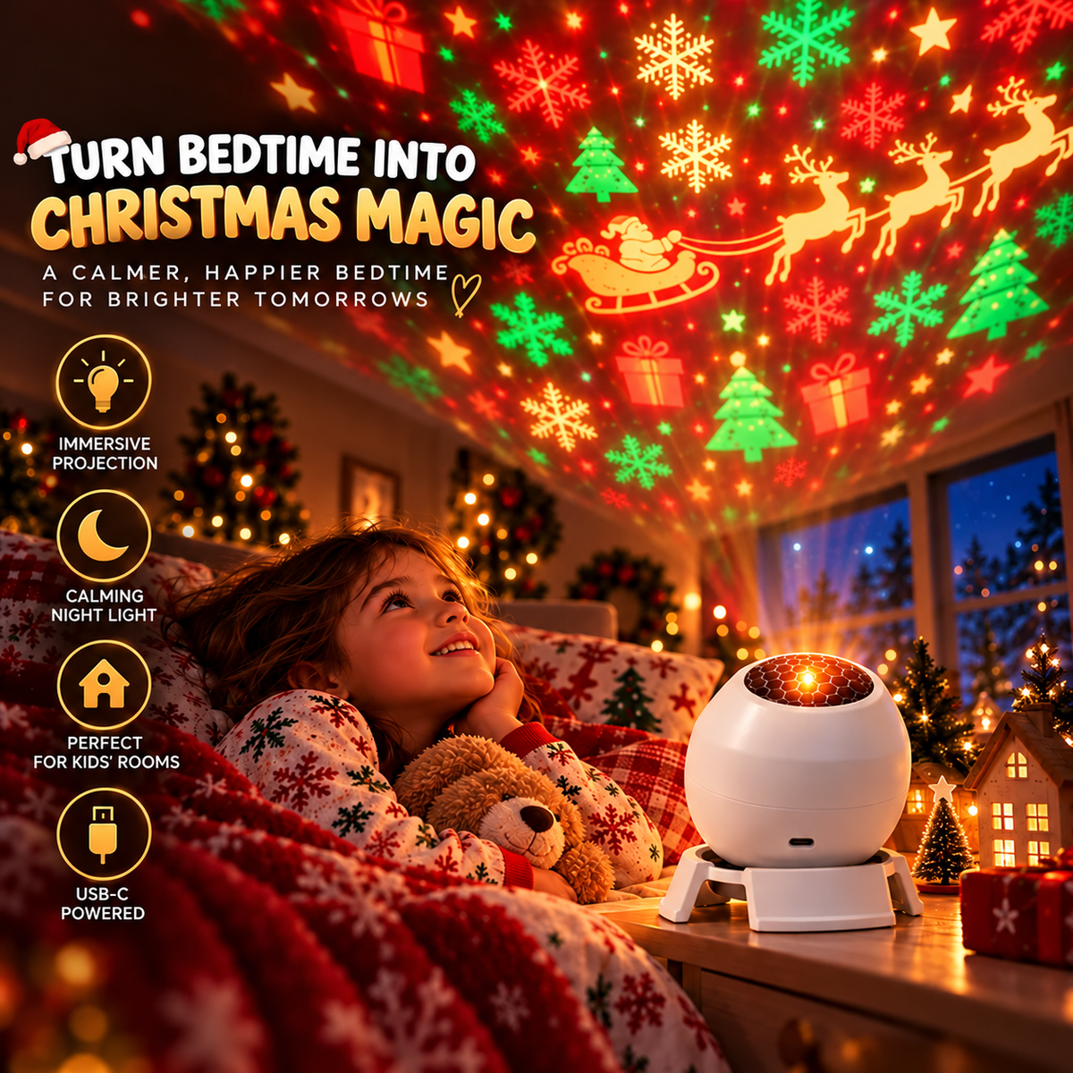 🎅Magical Christmas Projection Night Light – Transform Any Room Into A Holiday Wonderland