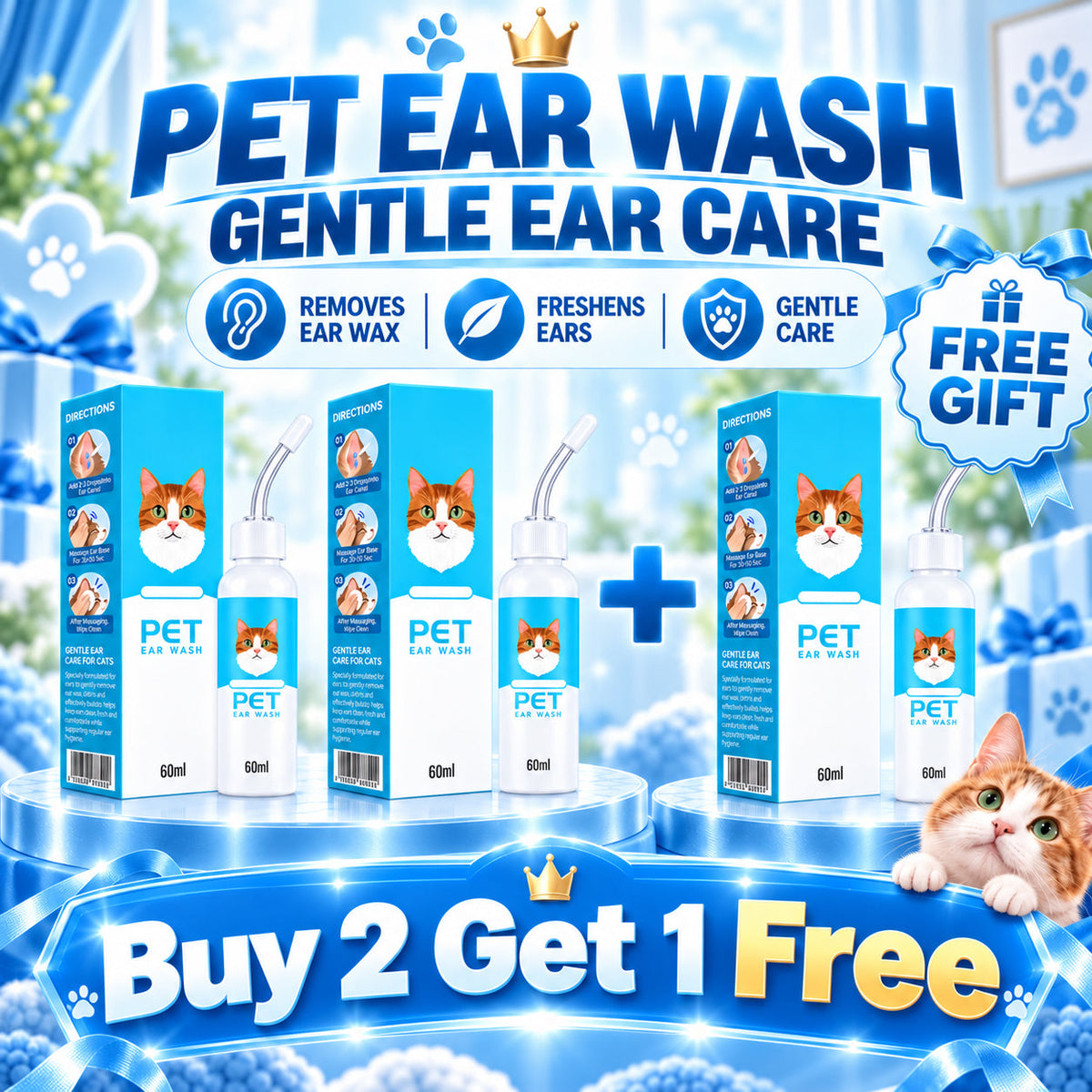 🐶🐱 Jurevon® Pet Ear Cleaner – Deeper Routine Cleaning for Dogs & Cats