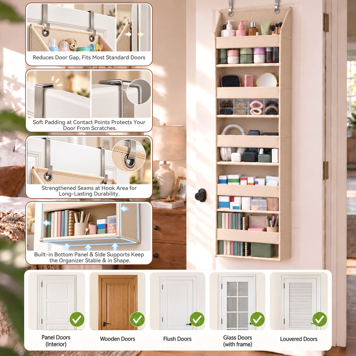 40% OFF — Jorenix® 6-Tier Over-the-Door Organizer with Pockets for Bedroom, Bathroom, Pantry & Closet