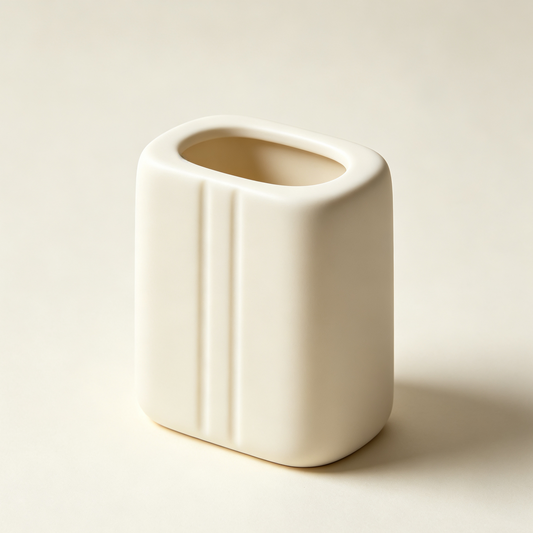 Matte Cream White Ceramic Toothbrush Holder