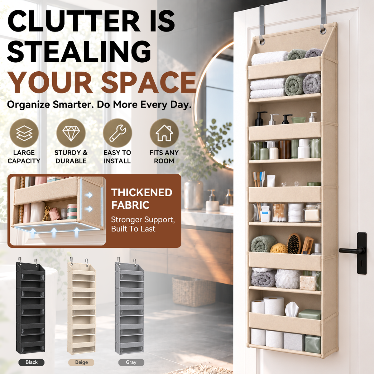 40% OFF — Jorenix® 6-Tier Over-the-Door Organizer with Pockets for Bedroom, Bathroom, Pantry & Closet