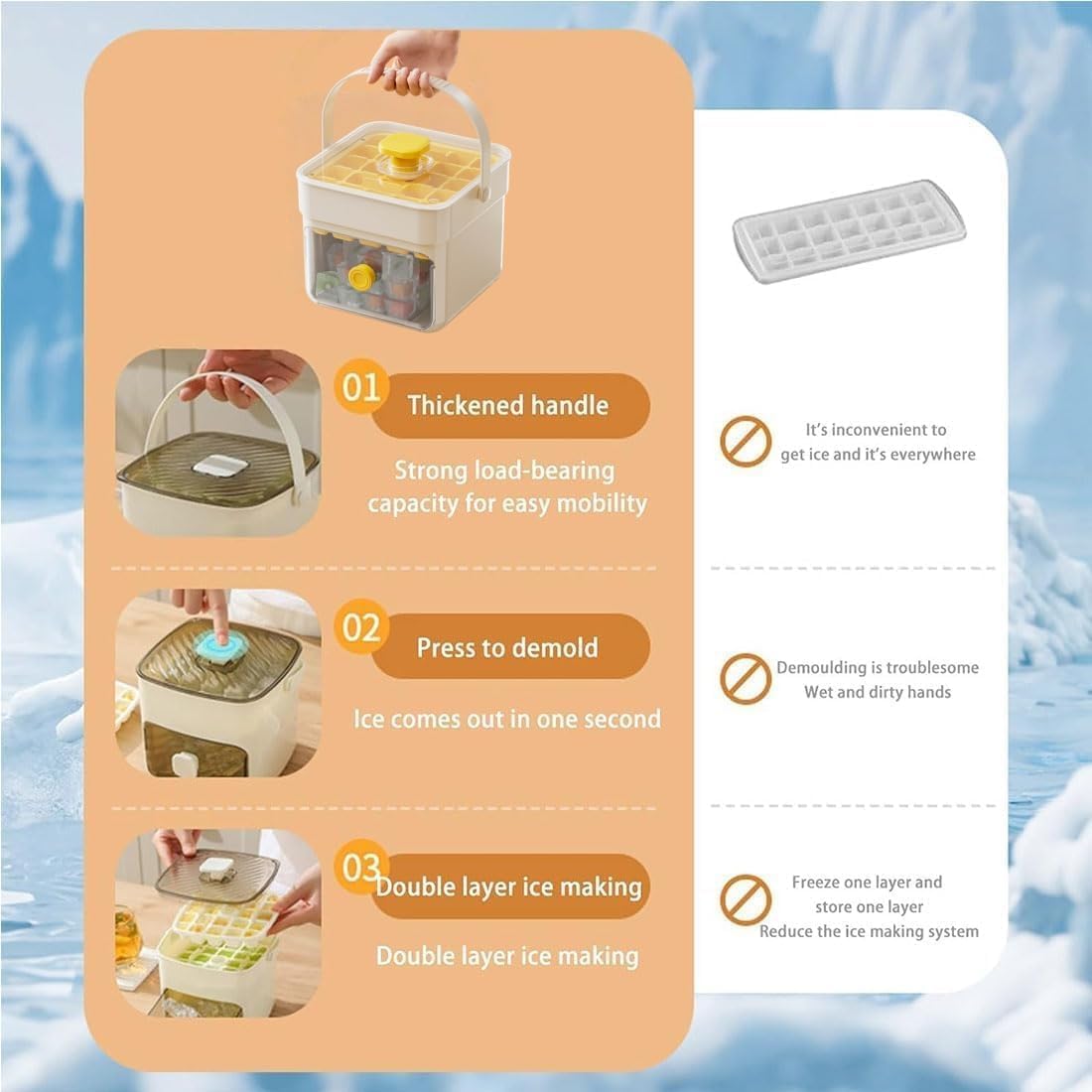 🧊 40% OFF — Jorenix® QuickPop Ice Tray – One-Press Ice Release