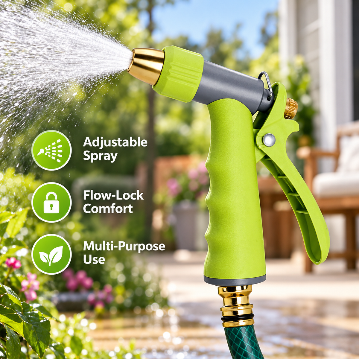 All-in-One 5-Piece Adjustable Hose Spray Gun Set for Cleaning, Rinsing & Watering