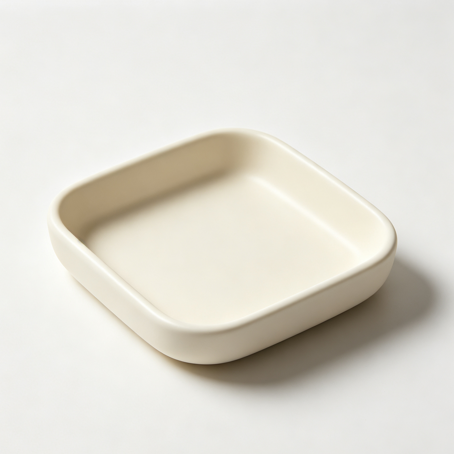 Matte Cream White Ceramic Rounded-Square Decor Tray