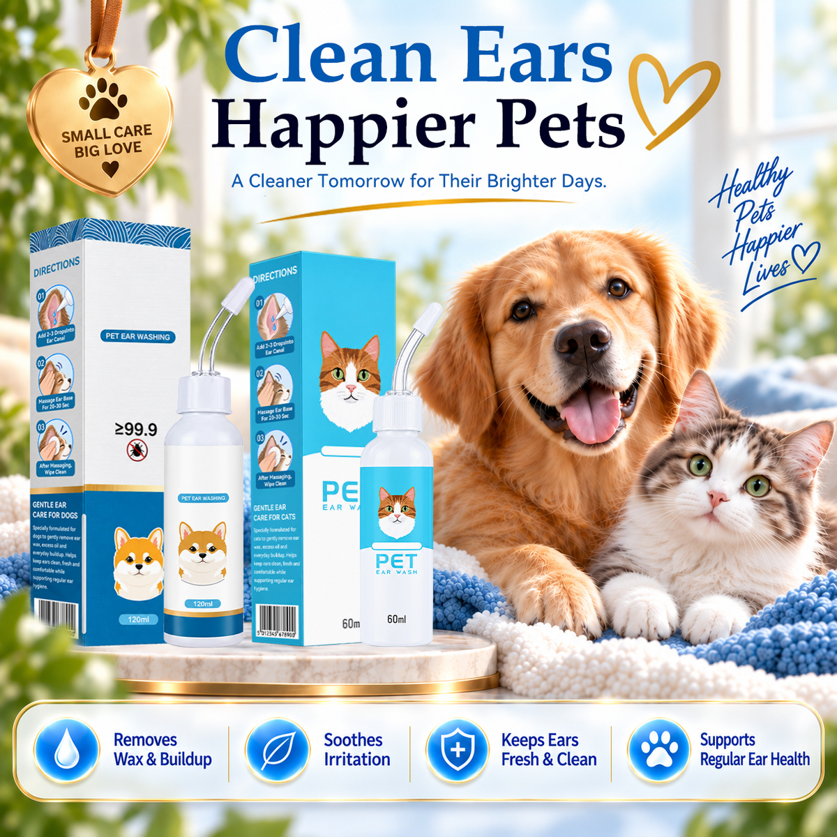 🐶🐱 Jurevon® Pet Ear Cleaner – Deeper Routine Cleaning for Dogs & Cats