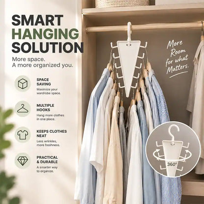 🪝 45% OFF — Jorenix® 12-Hook 360° Swivel Closet Organizer – Space-Saving Storage