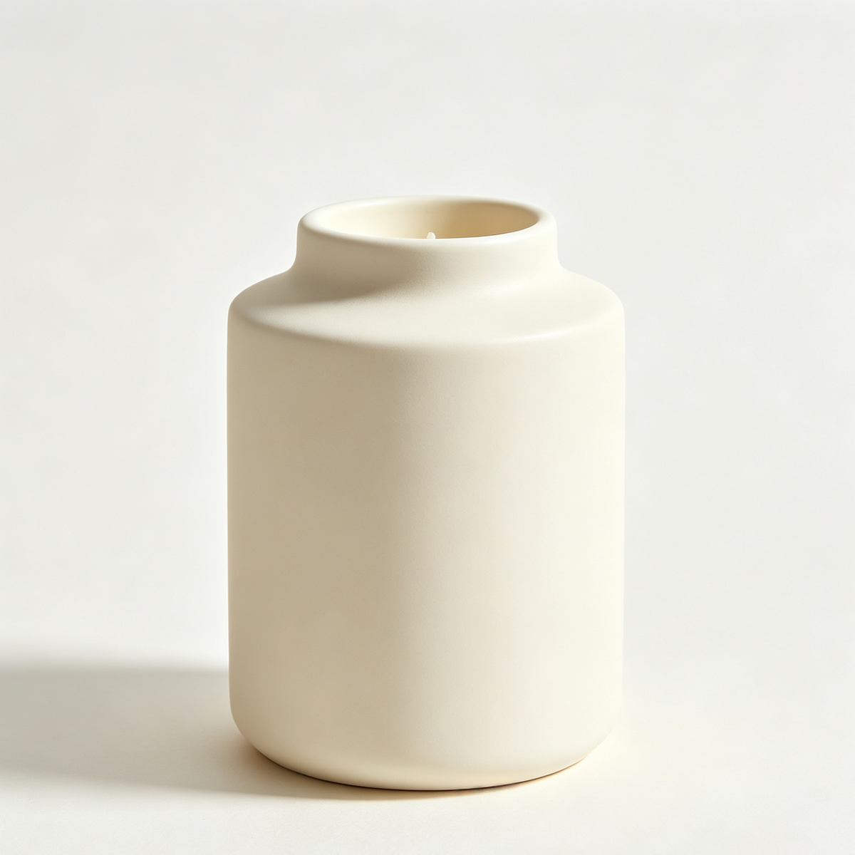 Matte Cream White Ceramic Cylinder Candle Holder & Small Vase 2-in-1
