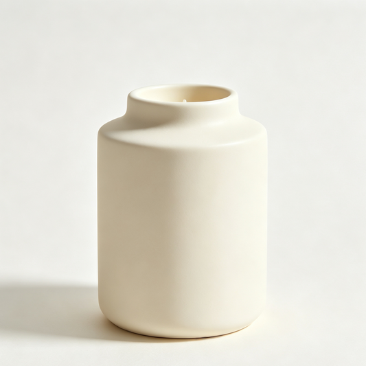Matte Cream White Ceramic Cylinder Candle Holder & Small Vase 2-in-1