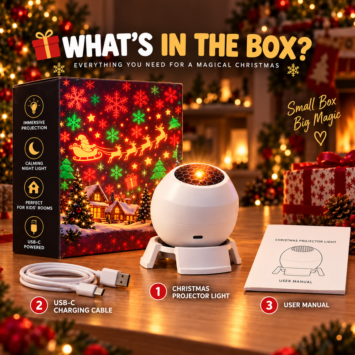 🎅Magical Christmas Projection Night Light – Transform Any Room Into A Holiday Wonderland
