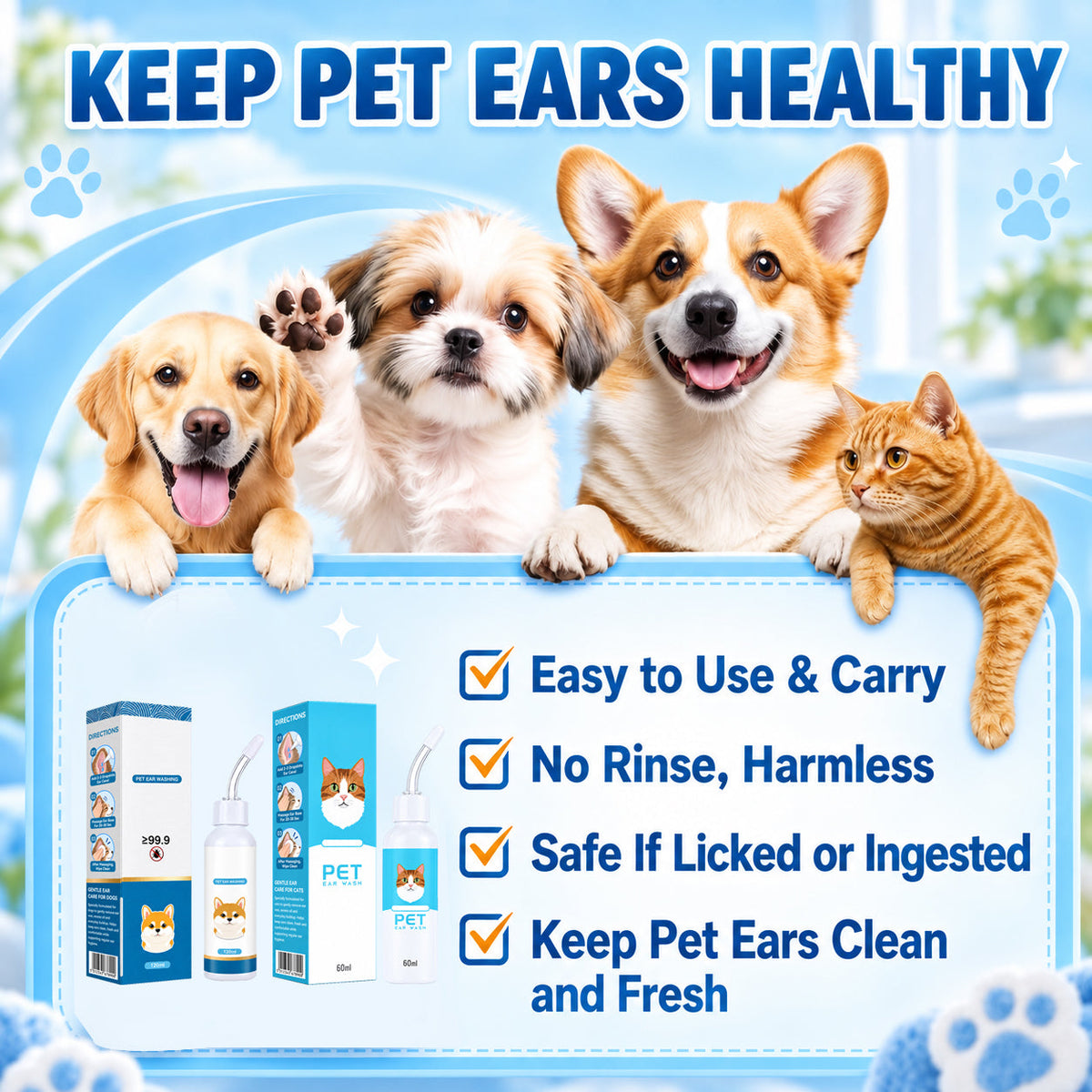 🐶🐱 Jurevon® Pet Ear Cleaner – Deeper Routine Cleaning for Dogs & Cats
