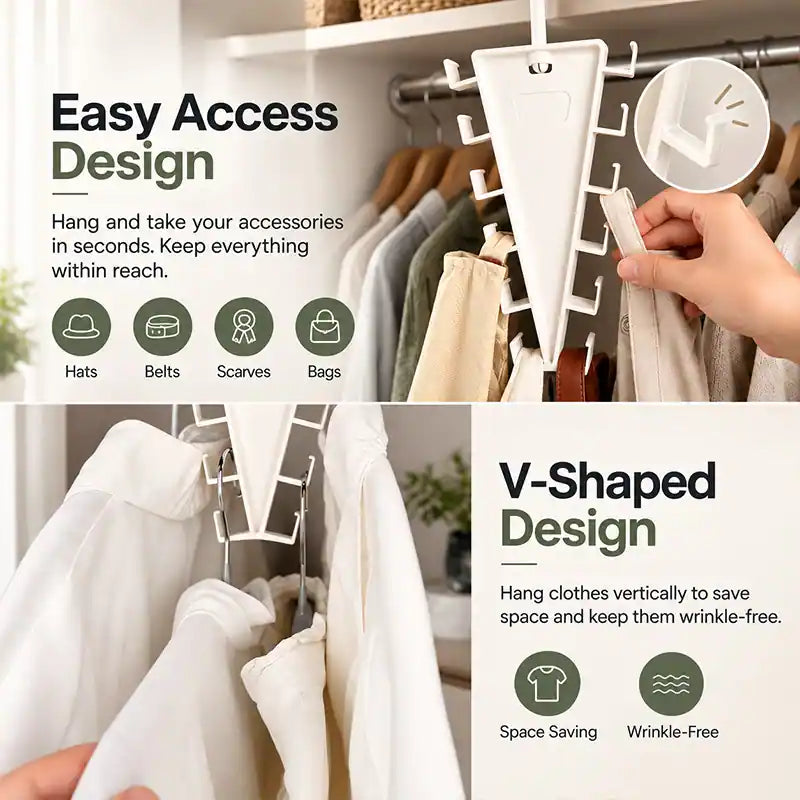 🪝 45% OFF — Jorenix® 12-Hook 360° Swivel Closet Organizer – Space-Saving Storage