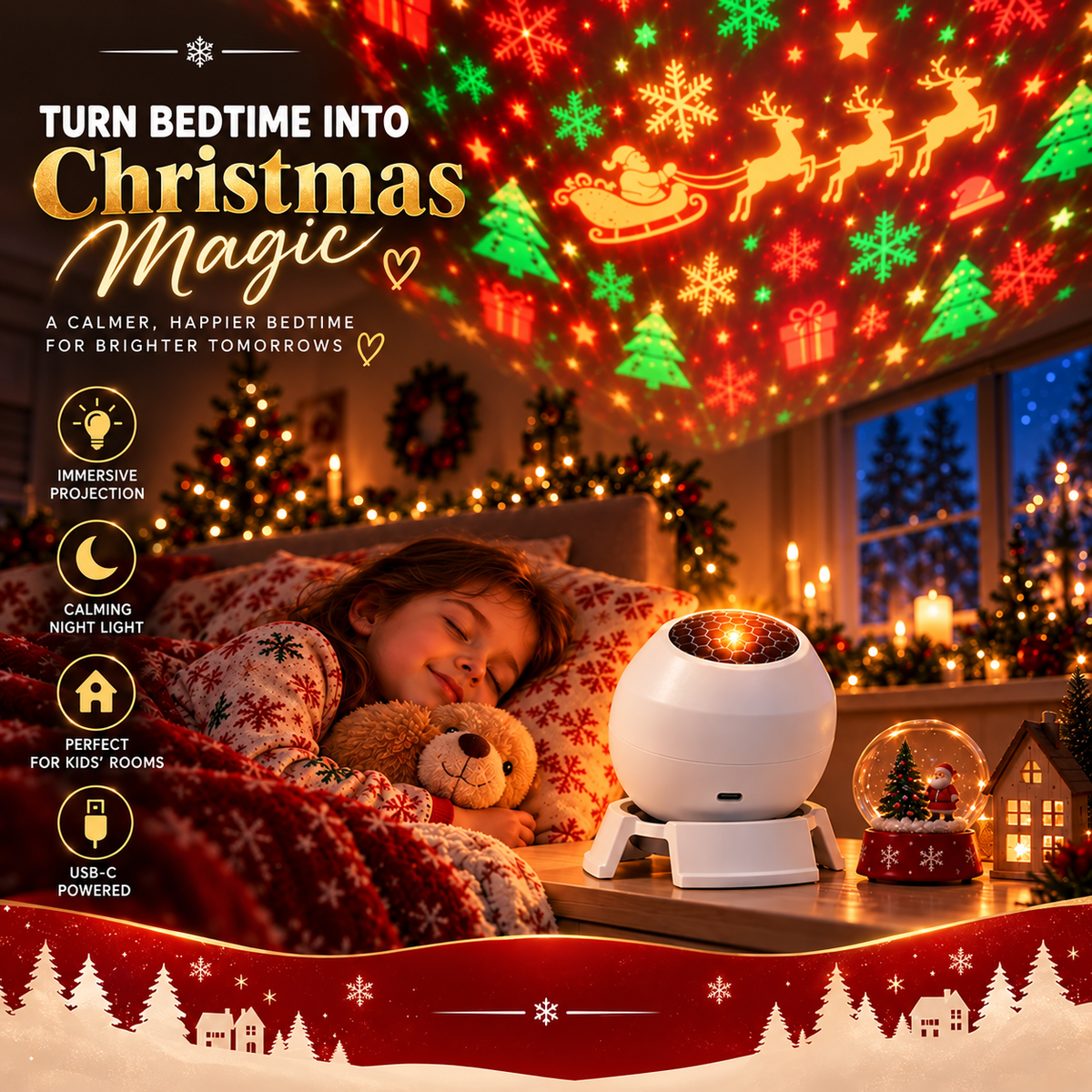 🎅Magical Christmas Projection Night Light – Transform Any Room Into A Holiday Wonderland