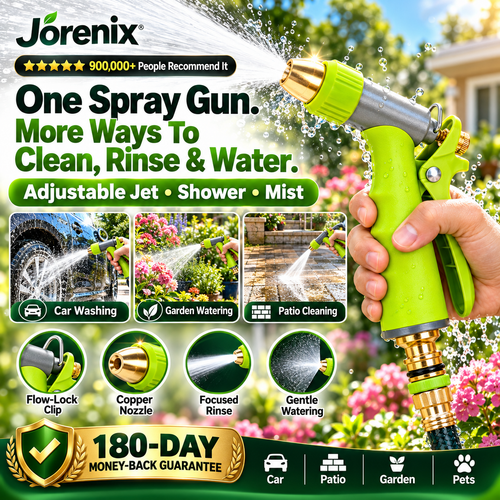 All-in-One 5-Piece Adjustable Hose Spray Gun Set for Cleaning, Rinsing & Watering