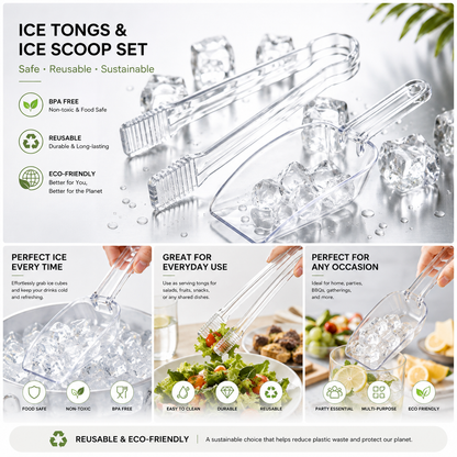 🧊 45% OFF — Ice Tongs & Scoop Set – No Mess Serving