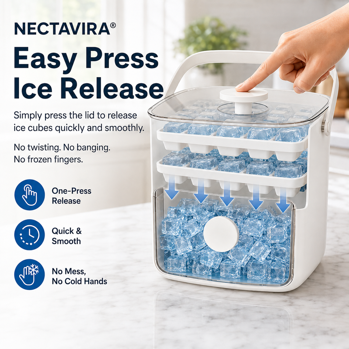🧊 40% OFF — Jorenix® QuickPop Ice Tray – One-Press Ice Release