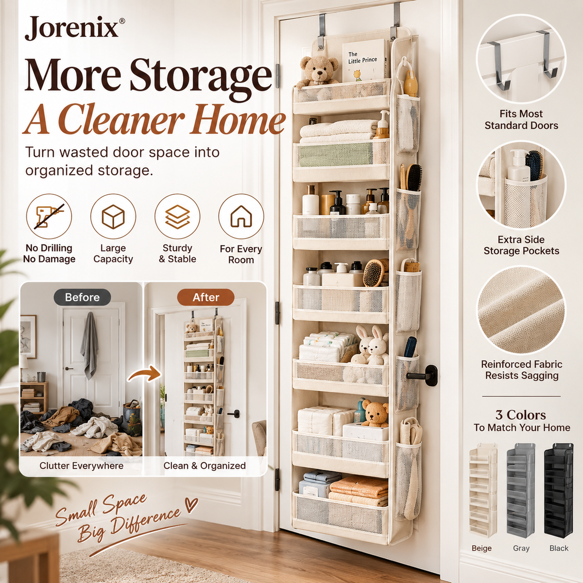 ✨ TODAY'S SPECIAL OFFER — Jorenix® 6-Tier Over-the-Door Organizer – More Storage, Zero Floor Space