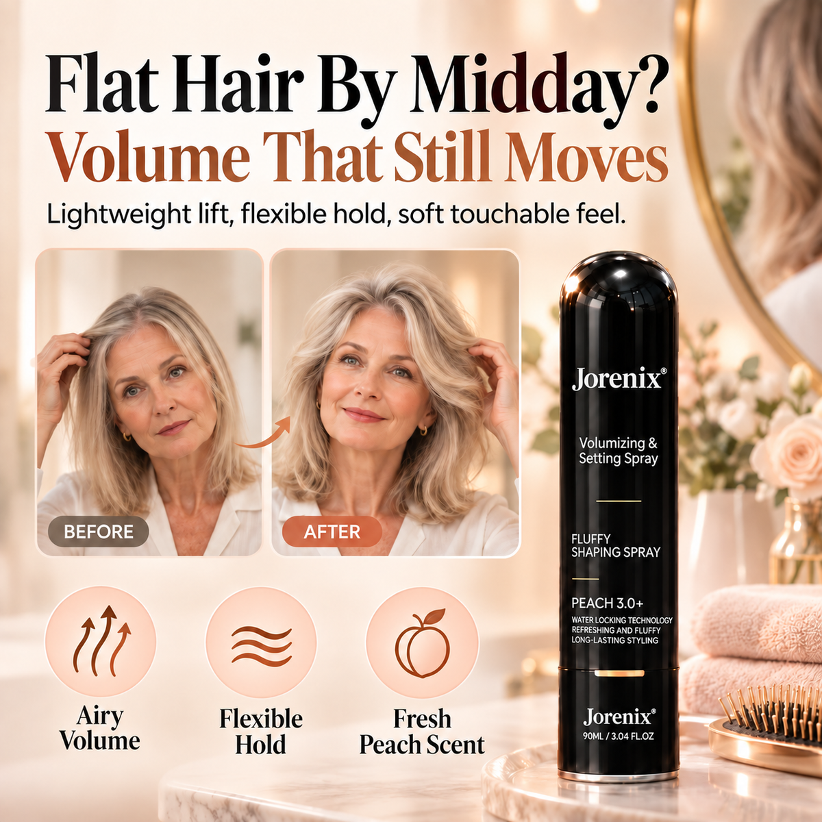 ✨ Jorenix® Volumizing & Setting Spray – Instant Lift & Flexible All-Day Hold