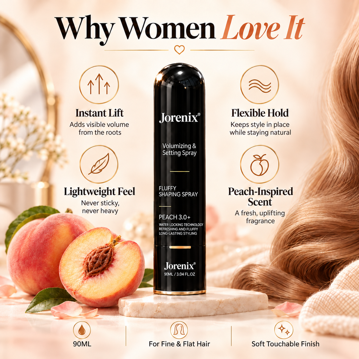 ✨ Jorenix® Volumizing & Setting Spray – Instant Lift & Flexible All-Day Hold