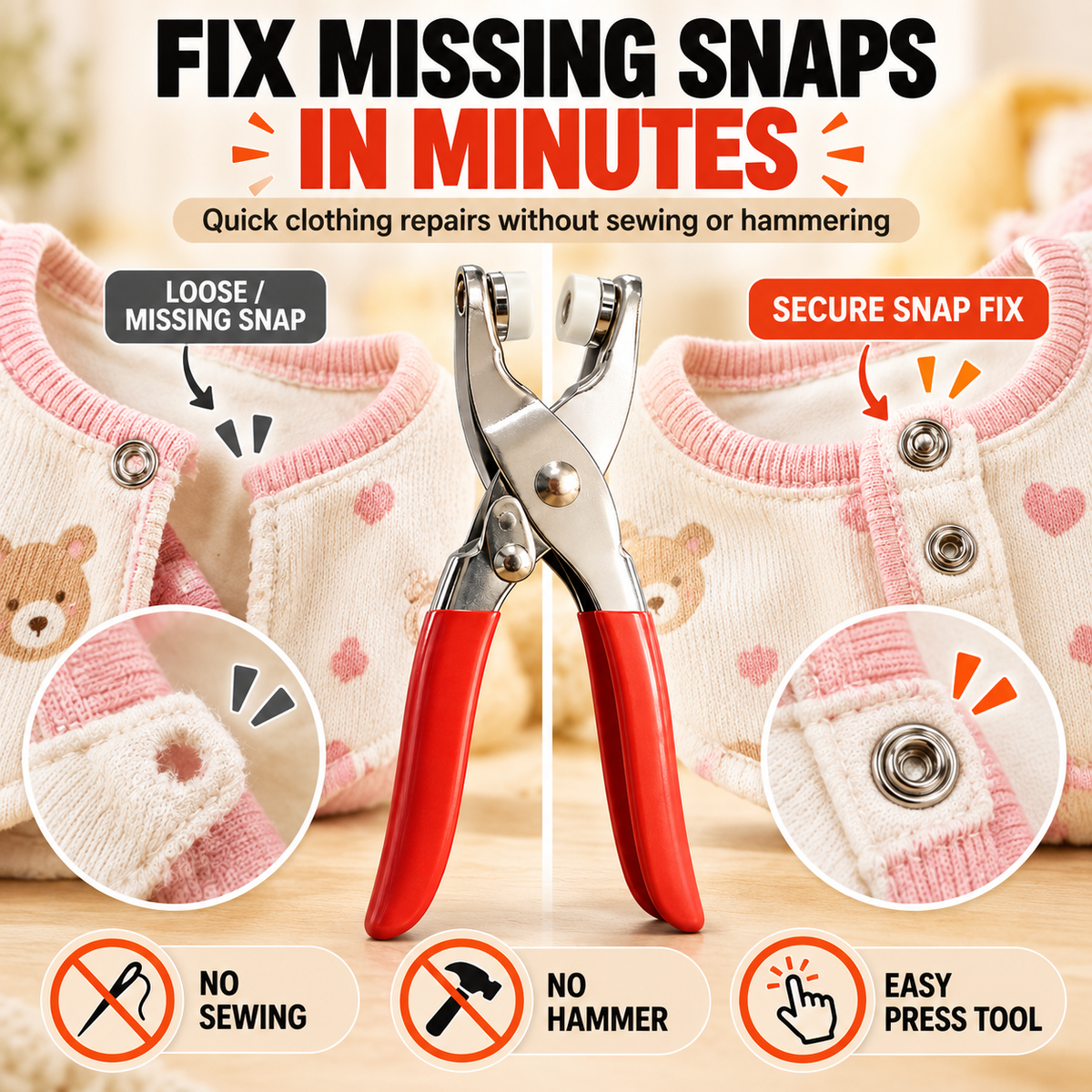 🔥Metal Snap Buttons with Fastener Plier Tool Kit!
