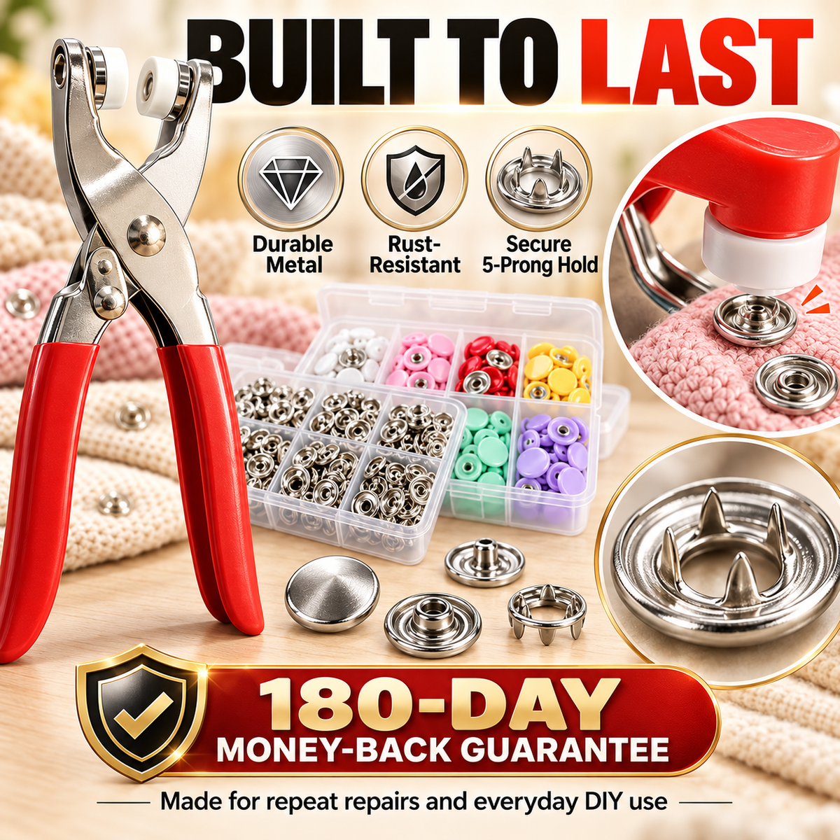🔥Metal Snap Buttons with Fastener Plier Tool Kit!