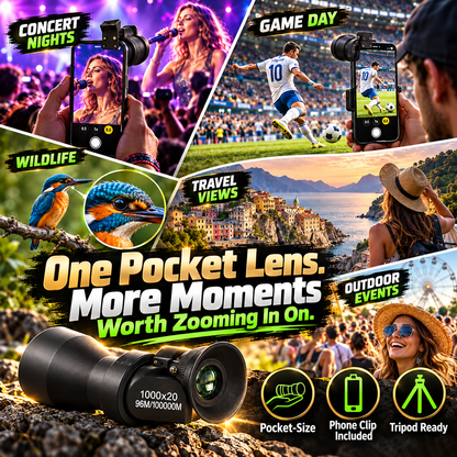 🏆 60% OFF 🔭 Jorenix® 8X Pocket Monocular with Smartphone Clip – See Farther, Capture More