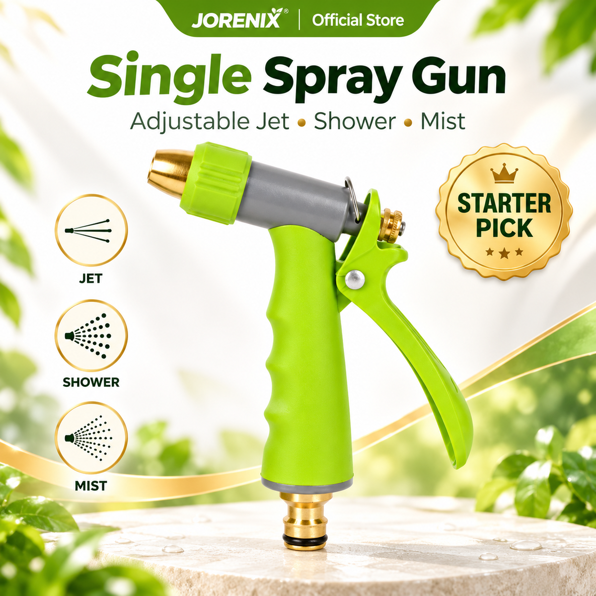 All-in-One 5-Piece Adjustable Hose Spray Gun Set for Cleaning, Rinsing & Watering
