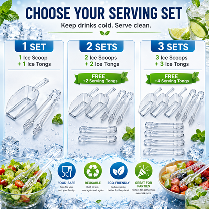 🧊 45% OFF — Ice Tongs & Scoop Set – No Mess Serving