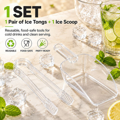 🧊 45% OFF — Ice Tongs & Scoop Set – No Mess Serving